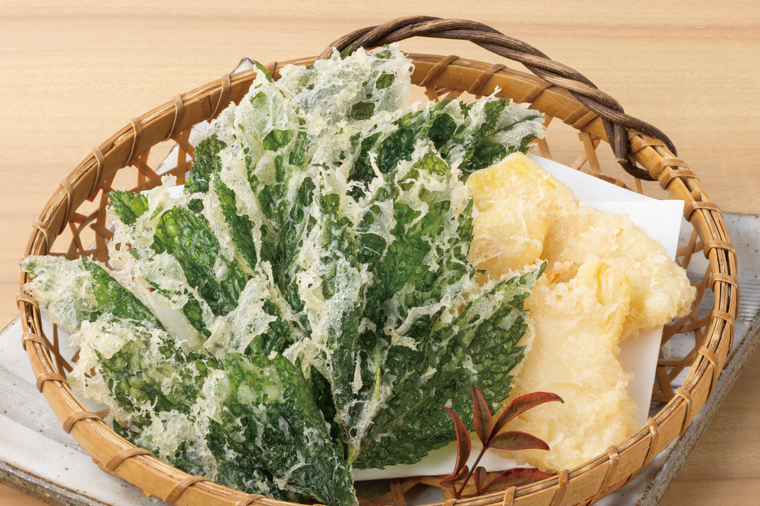 日本海庄や旬メニュー　2025年5月　野菜　竹の子と明日菜の天布羅　日本海庄や　㈱かんなん丸
